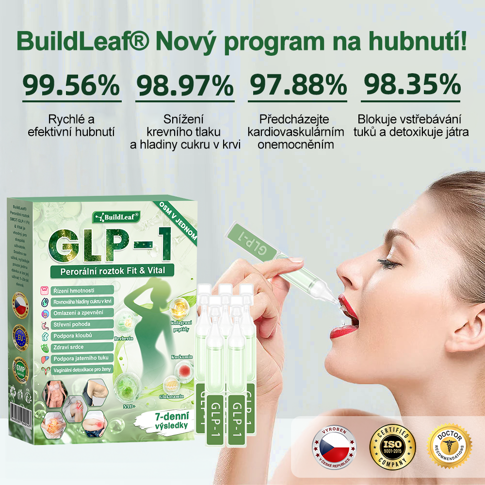 🏆️Oficiální obchod ČR | BuildLeaf® GLP-1 8-v-1 Fit & Vital Řešení (Jednou denně, viditelné změny za 7 dní) ✅ Obezita, kardiovaskulární zdraví, cukrovka, spánková apnoe, zdraví střev, problémy se klouby a další.
